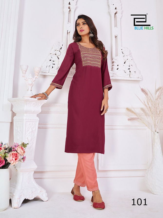 Blue Hills College Girl 1 Embroidery Wholesale Kurti Collection
